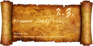 Kremmer Zakária névjegykártya